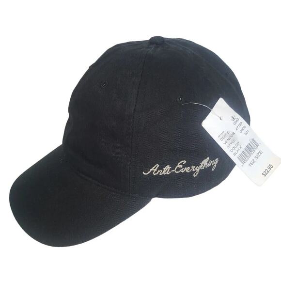Anti-Everything Baseball hat cap new strapback adjustable NWT Solid Black PacSun - Picture 1 of 13
